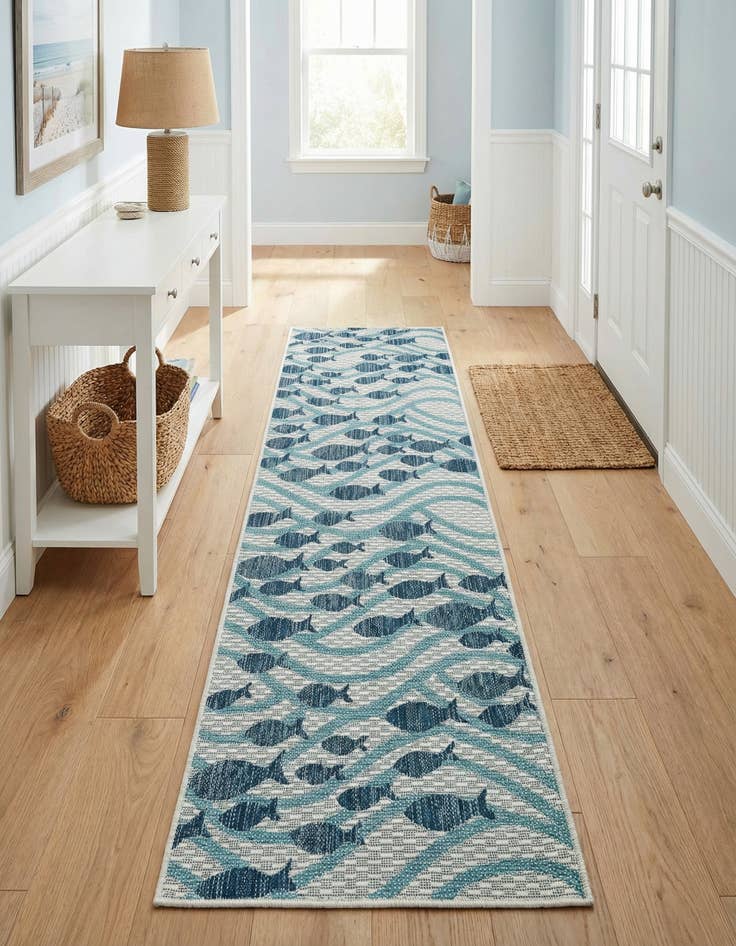 Detail image of  2' x 6' 1  Washable Coastal Indoor / Outdoor Runner Rug