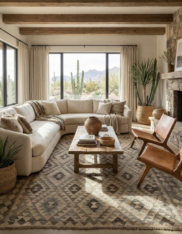 7' x 9' 10 Hand Woven Kilim Maymana Wool Rug