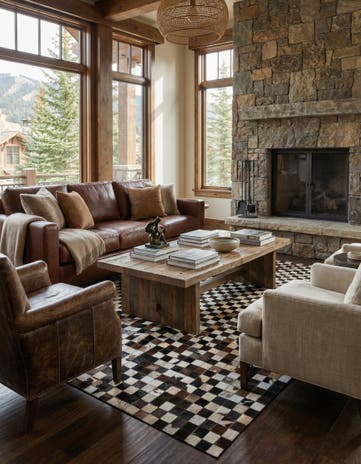 5' 1 x 8' 1 Cowhide Leather Rug