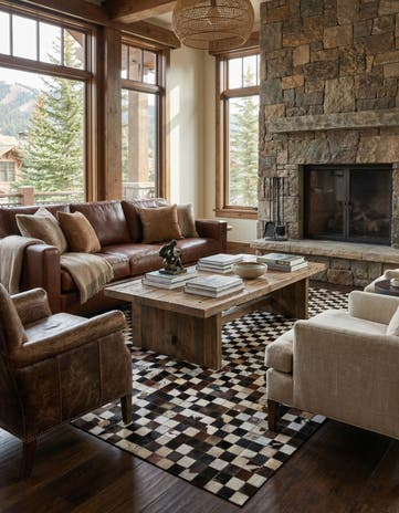 5' 1 x 8' 1 Cowhide Leather Rug