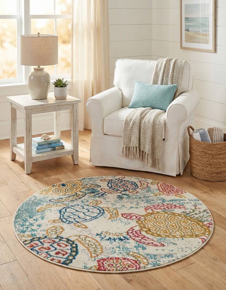 Detail image of 3' 3 x 3' 3  Washable Capri Round Rug