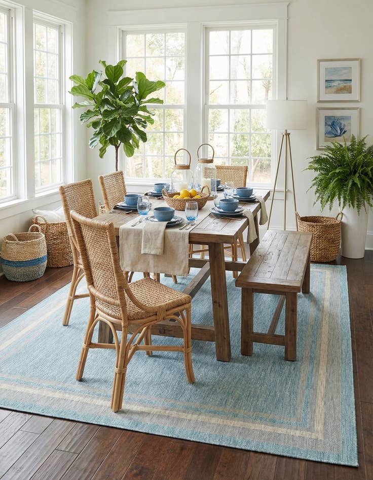 Detail image of  9' x 12'  Washable Border Indoor / Outdoor Rug