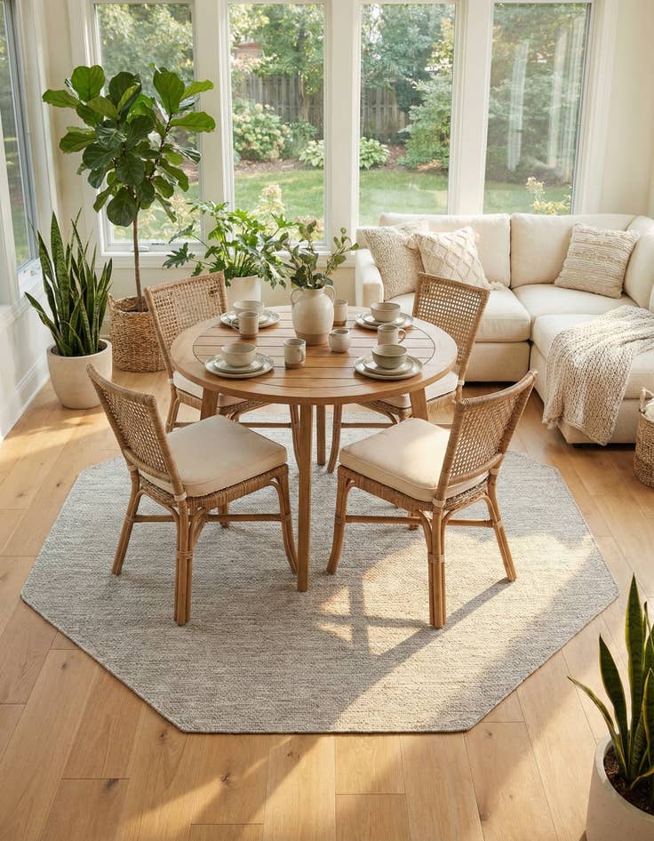 Detail image of 7' 10 x 7' 10  Washable Solid Indoor / Outdoor Octagon Rug