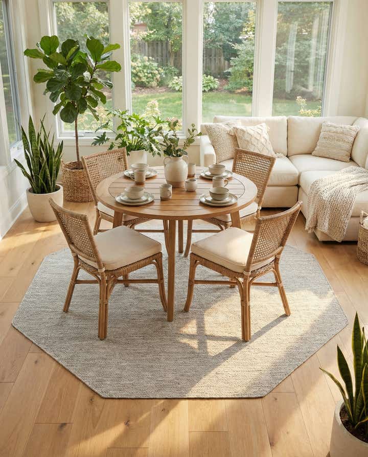 7' 10 x 7' 10 Easy-Clean Solid Indoor / Outdoor Octagon Rug