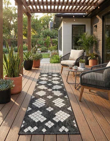 2' 7 x 12' Easy-Clean Modern Indoor / Outdoor Runner Rug