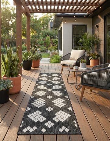2' 7 x 12' Easy-Clean Modern Indoor / Outdoor Runner Rug