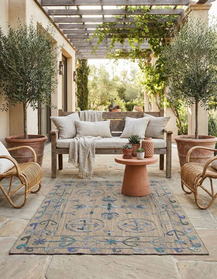 Detail image of 5' 2 x 6' 3  Hand Woven Kilim Suzani Wool Rug