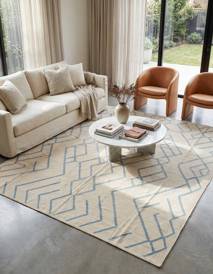 Detail image of 8' 7 x 10'  Hand Woven Kilim Modern Wool Rug