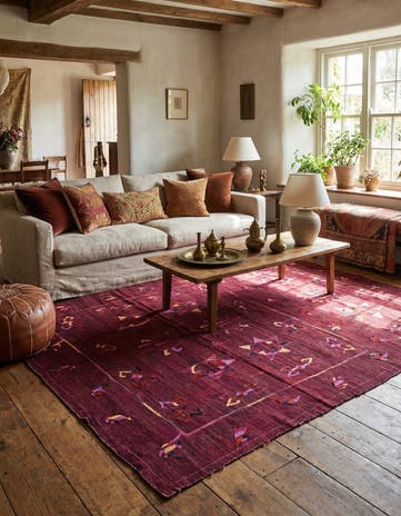 5' 9 x 6' 10 Hand Woven Kilim Suzani Wool Rug