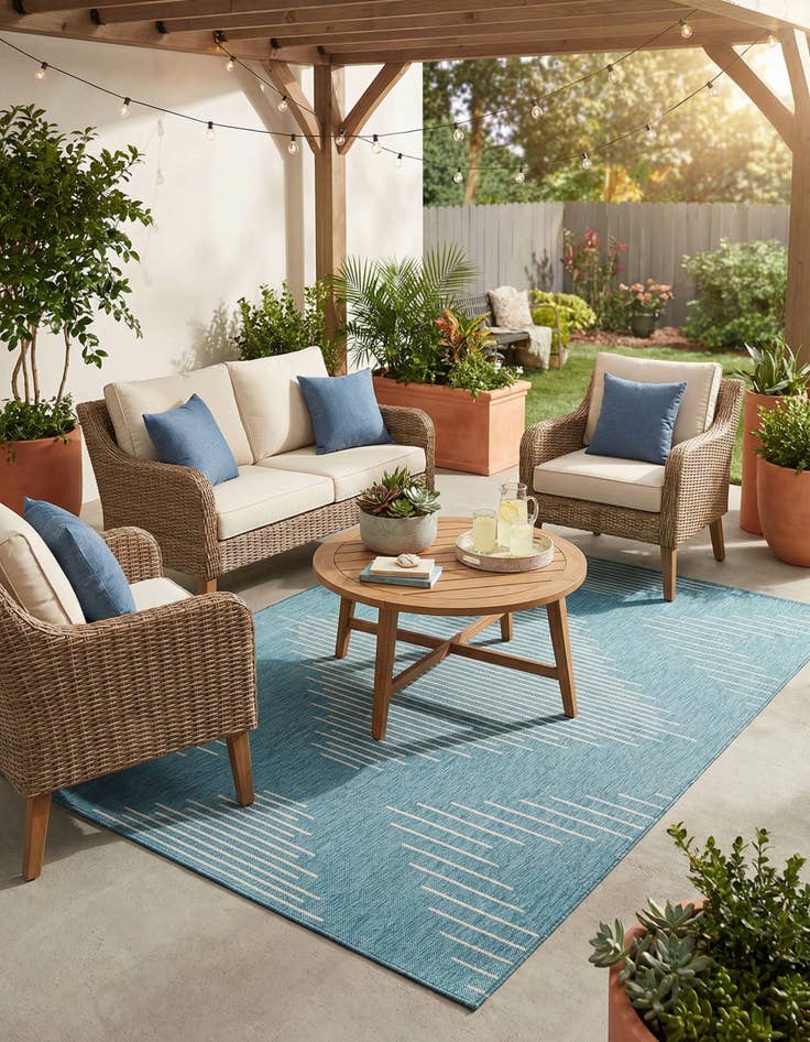 Detail image of  6' x 9'  Washable Modern Indoor / Outdoor Rug