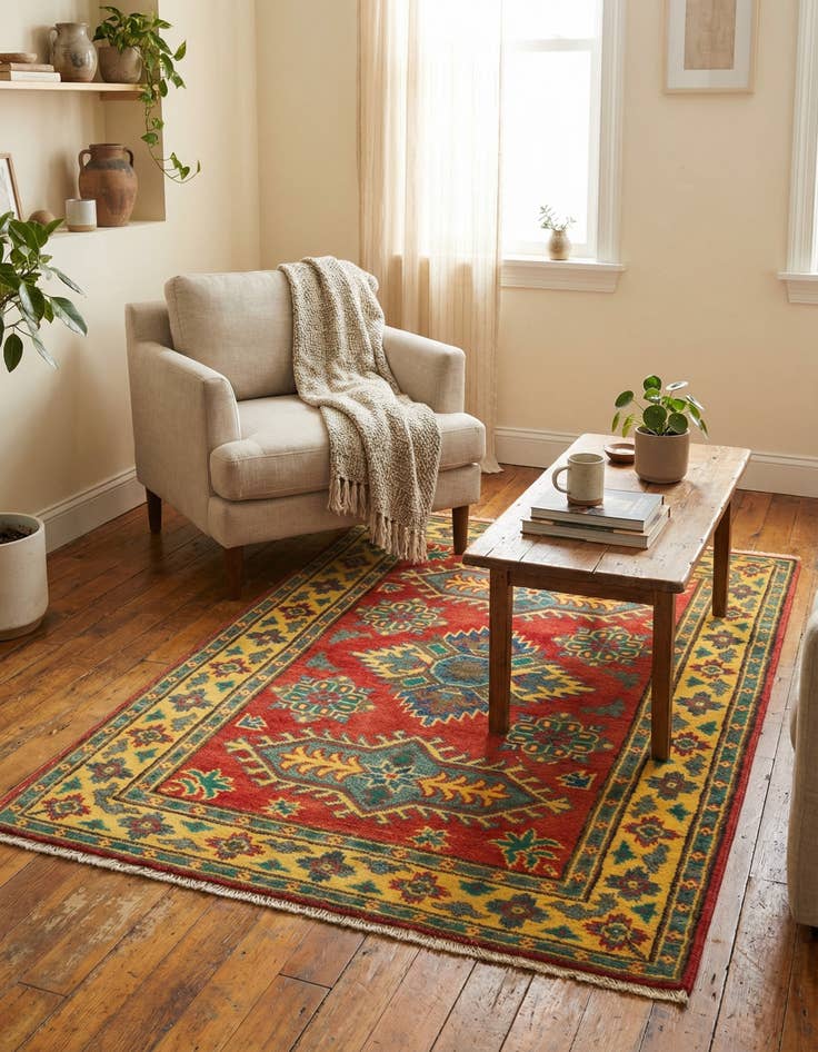 Detail image of 2' 8 x 4' 1  Hand Knotted Kazak Rug