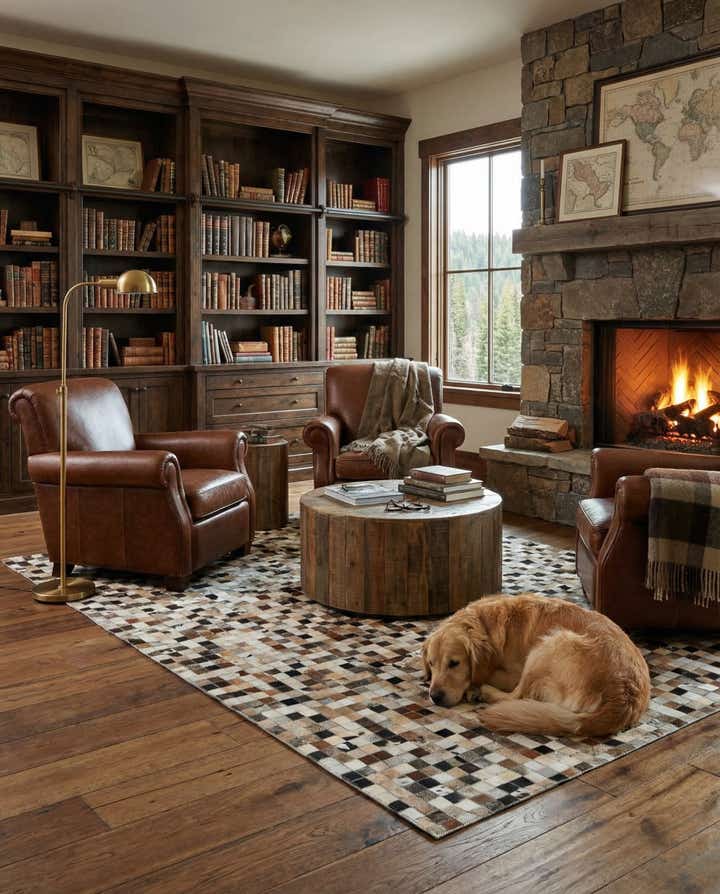 5' x 7' 9 Cowhide Leather Rug
