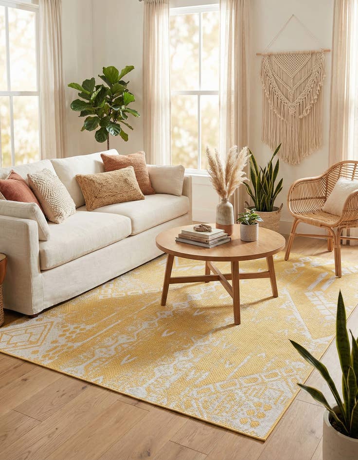 Detail image of 5' 3 x 8'  Washable Bohemian Indoor / Outdoor Rug