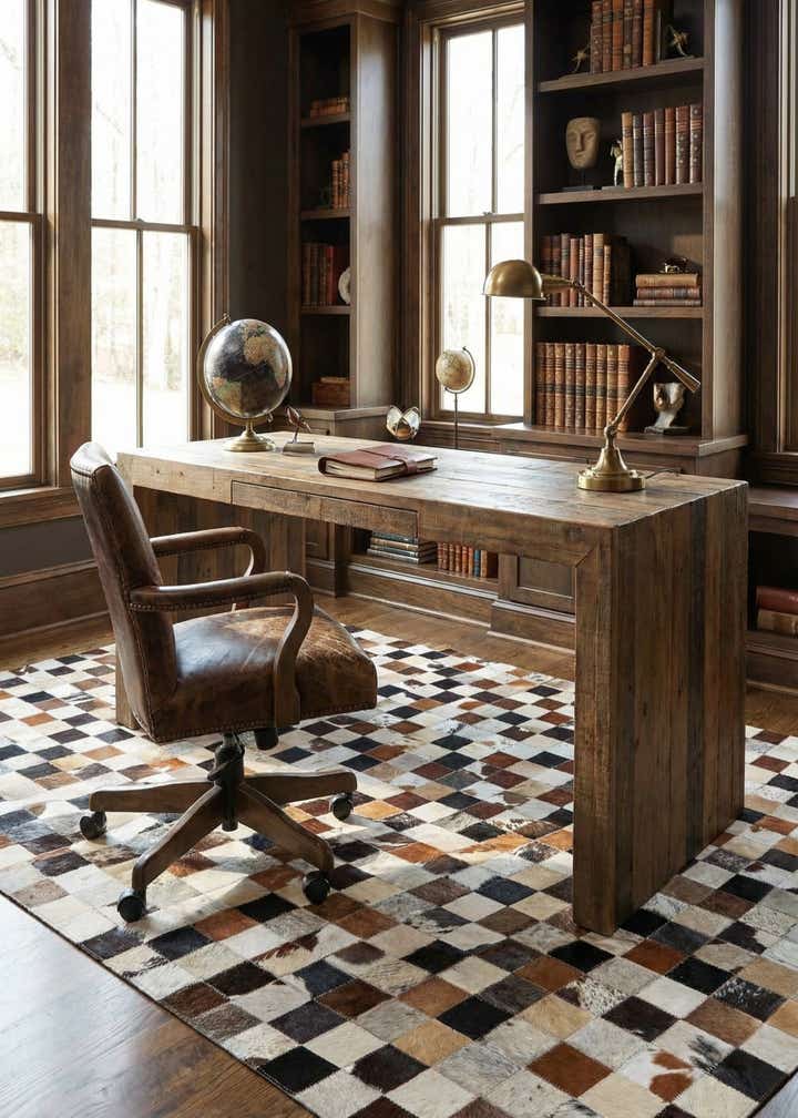 5' x 8' Cowhide Leather Rug