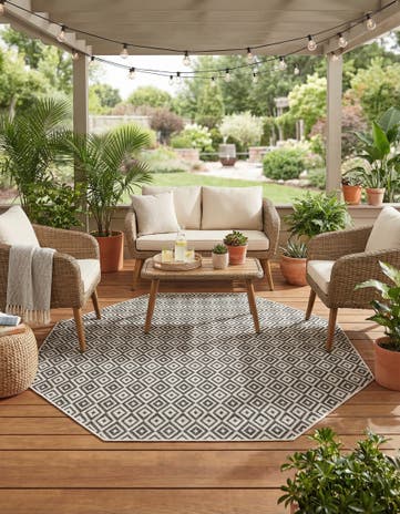 7' 10 x 7' 10 Easy-Clean Jill Zarin Costa Rica Indoor / Outdoor Octagon Rug