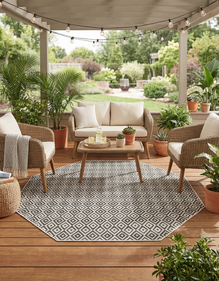 Detail image of 7' 10 x 7' 10  Washable Jill Zarin Costa Rica Indoor / Outdoor Octagon Rug