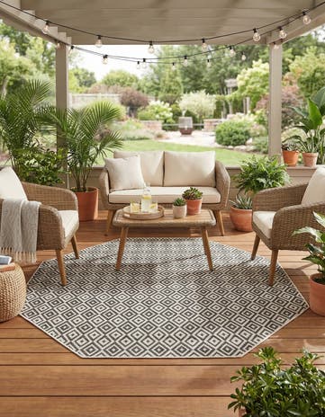 7' 10 x 7' 10 Easy-Clean Jill Zarin Costa Rica Indoor / Outdoor Octagon Rug