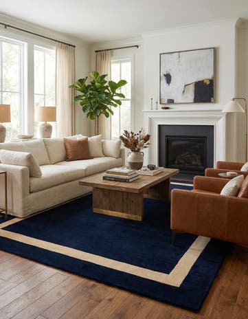Cobalt Blue Jill Zarin Border Wool Rug