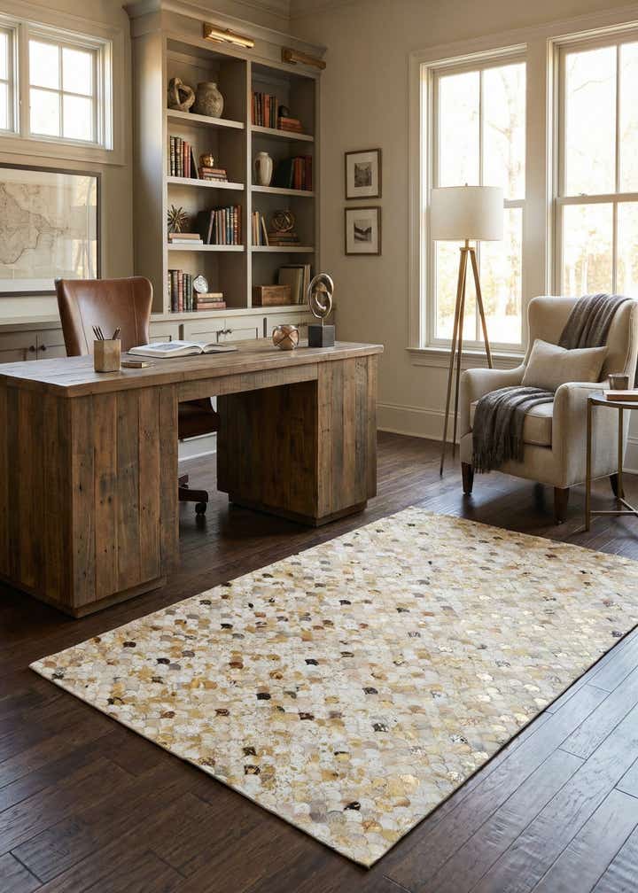 5' x 8' 1 Cowhide Leather Rug