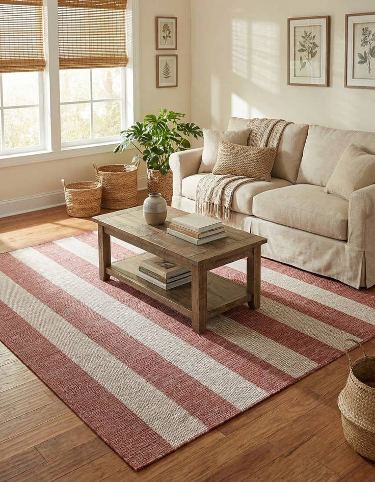 Detail image of  6' x 6'  Washable Ribbon Indoor / Outdoor Square Rug