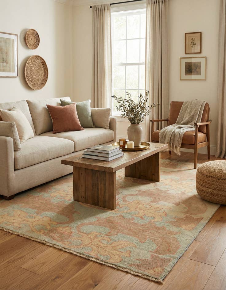 Detail image of 4' 10 x 6' 7  Hand Knotted Oushak Wool Rug