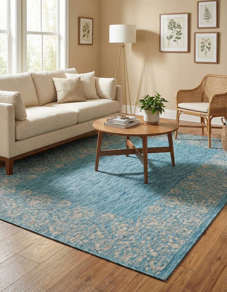 Detail image of 6' x 9'  Washable Border Indoor / Outdoor Rug