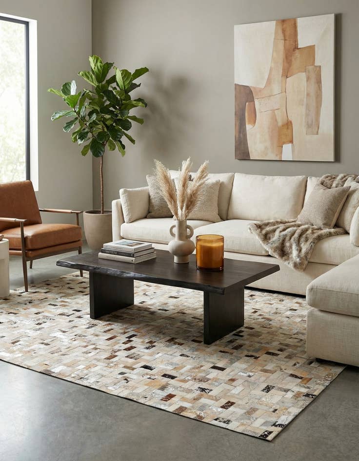 Detail image of 5' 3 x 7' 3 Cowhide Stocks Rug