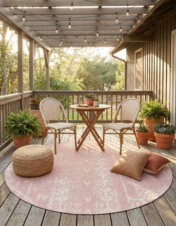 7' 10 x 7' 10 Easy-Clean Bohemian Indoor / Outdoor Round Rug
