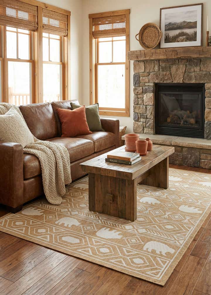 5' 3 x 8' Easy-Clean Southwestern Indoor / Outdoor Rug