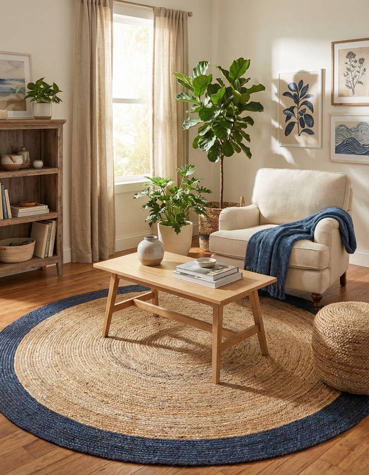 Detail image of  8' x 8'  Hand Braided Jute Round Rug