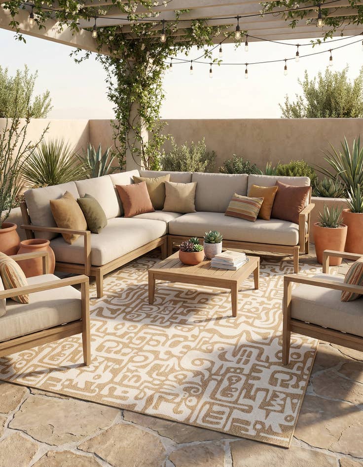 Detail image of 10' x 14'  Washable Modern Indoor / Outdoor Rug