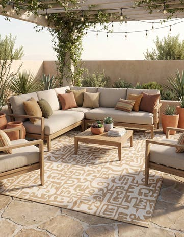 Taupe Easy-Clean Modern Indoor / Outdoor Rug