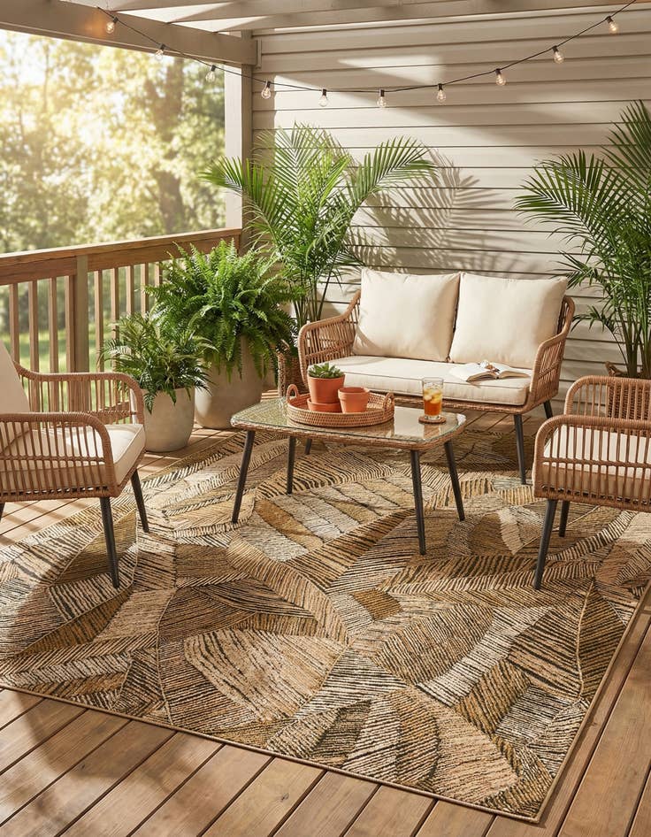 Detail image of 7' 10 x 11' Easy-Clean Botanical Indoor / Outdoor Rug