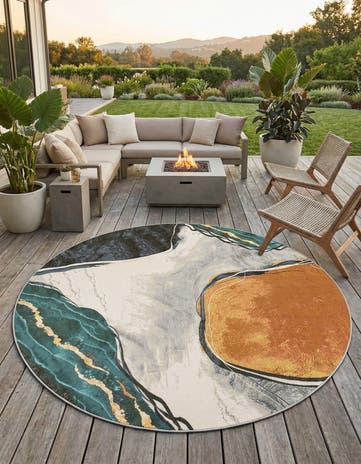 10' x 10' Easy-Clean Modern Indoor / Outdoor Round Rug