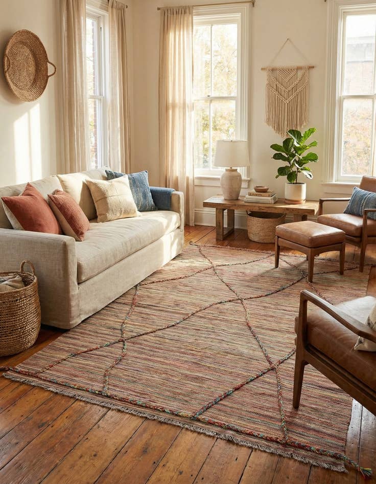 Detail image of 5' 4 x 7' 7  Hand Knotted Moroccan Wool Rug