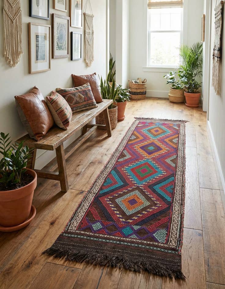 Detail image of 2' 3 x 8' 1  Hand Knotted Kilim Fars Persian Wool Runner Rug