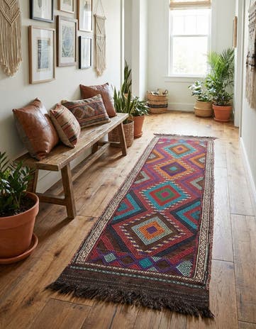 2' 3 x 8' 1 Hand Knotted Kilim Fars Persian Wool Runner Rug