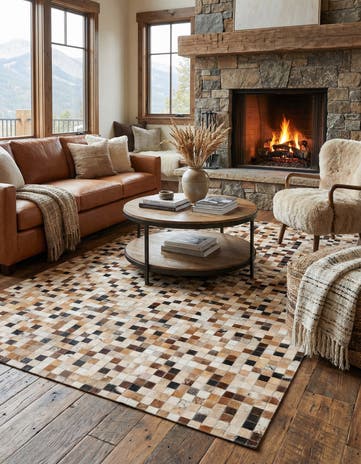 5' x 7' 10 Cowhide Leather Rug