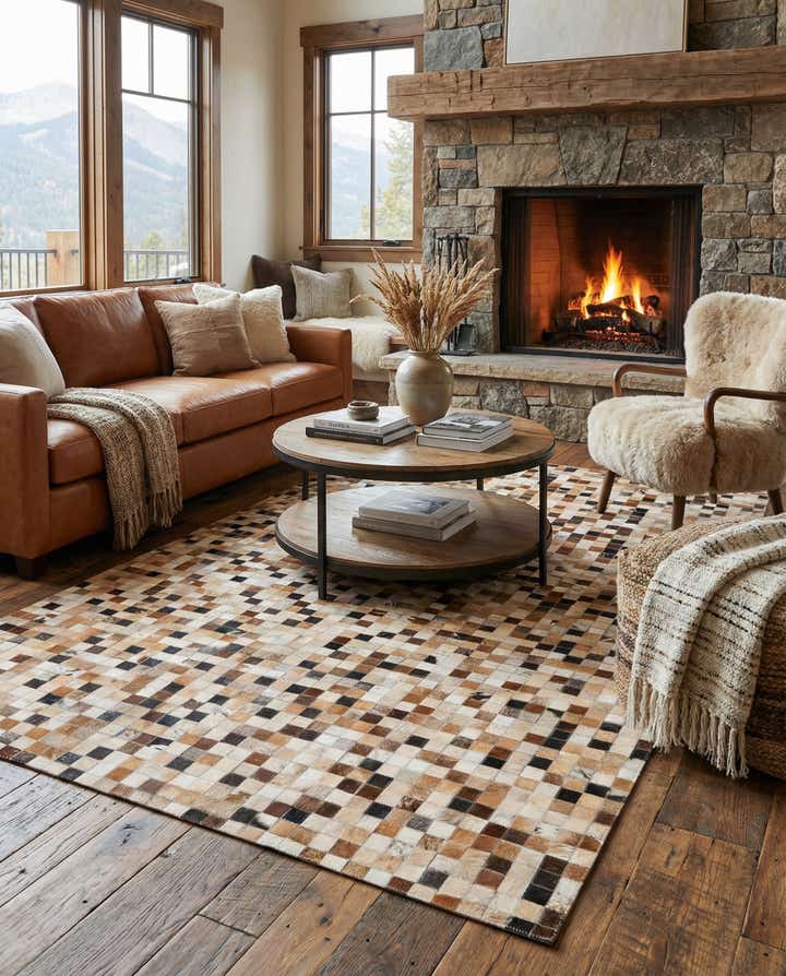 5' x 7' 10 Cowhide Leather Rug