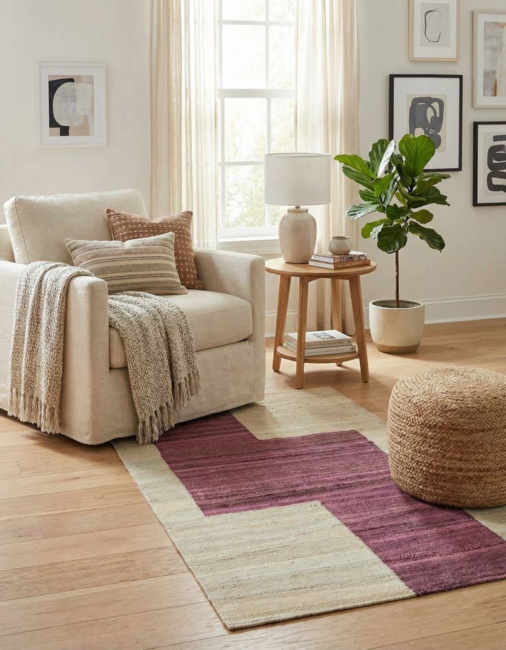 Detail image of 2' 4 x 5' 4  Hand Woven Kilim Modern Wool Runner Rug