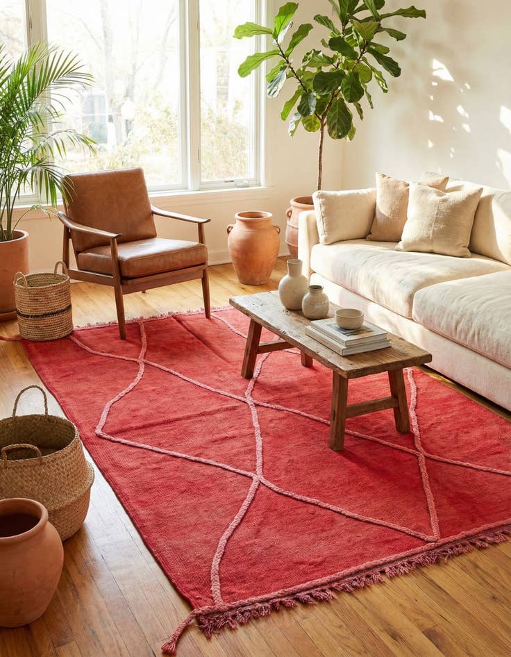 Detail image of 4' 2 x 6'  Hand Woven Kilim Modern Wool Rug