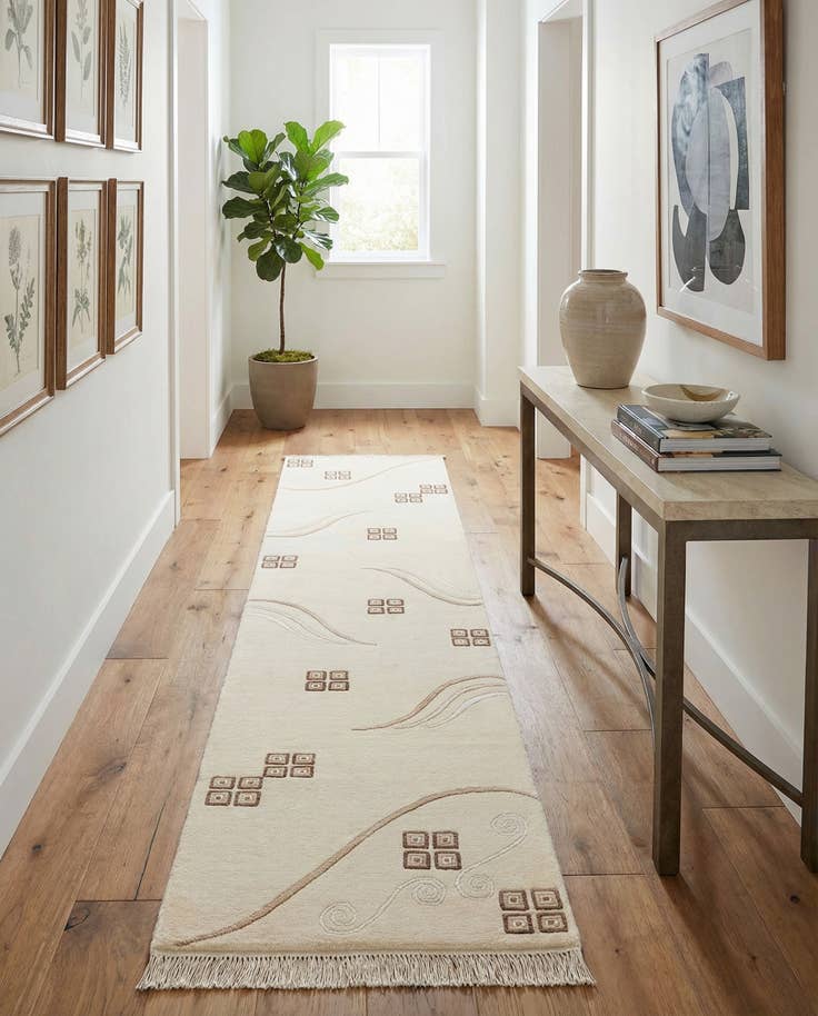Detailansicht von 80cm x 290cm Handgeknüpft Darya Wolle Läufer Teppich