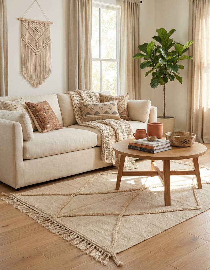 Detail image of 3' 8 x 4' 10  Hand Woven Moroccan Wool Rug