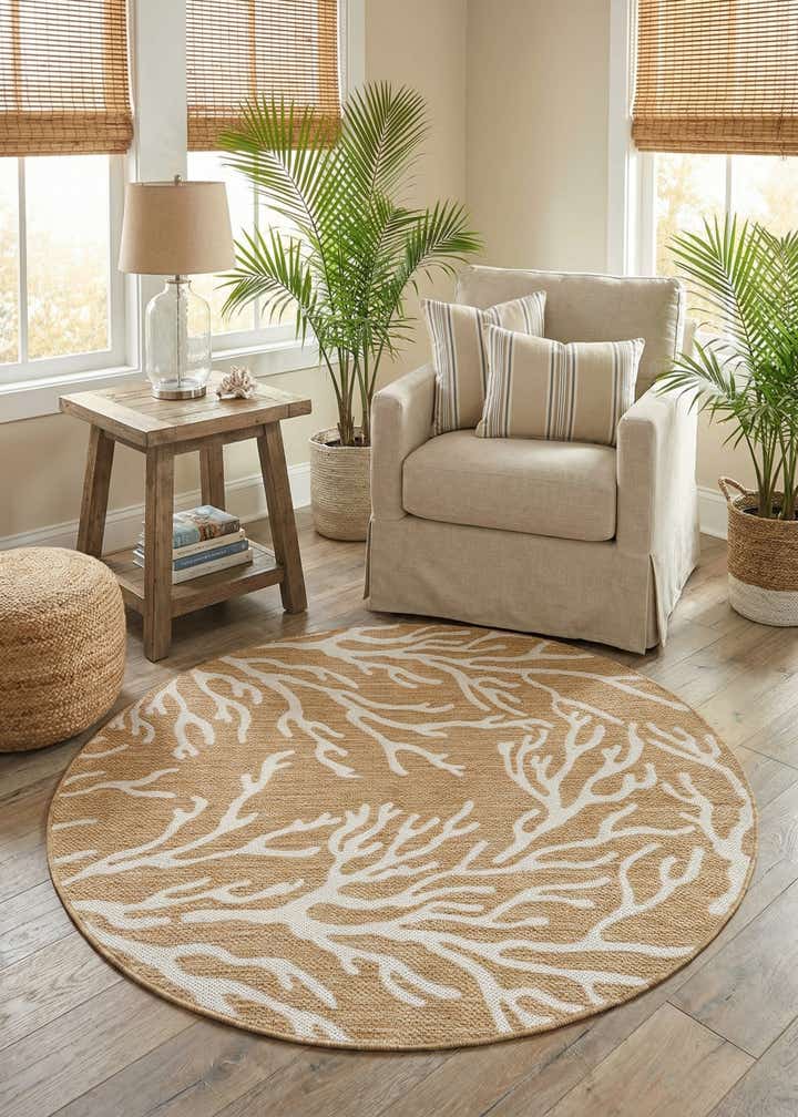 5' 3 x 5' 3 Easy-Clean Coastal Indoor / Outdoor Round Rug