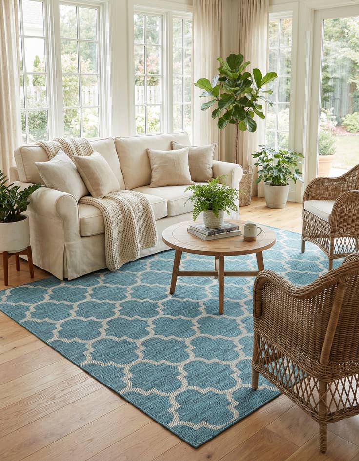 Detail image of 7' x 10' Easy-Clean Trellis Indoor / Outdoor Rug