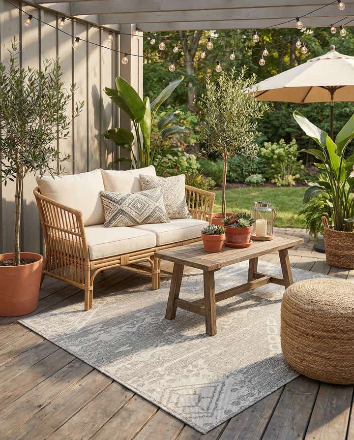 5' 3 x 8' Easy-Clean Bohemian Indoor / Outdoor Rug