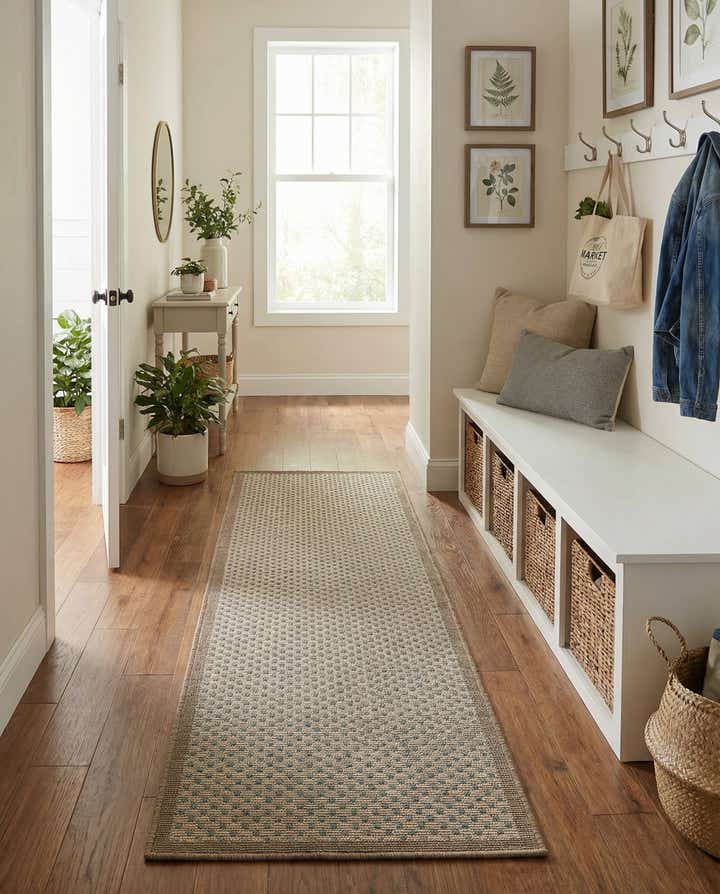 2' x 5' Easy-Clean Border Indoor / Outdoor Runner Rug