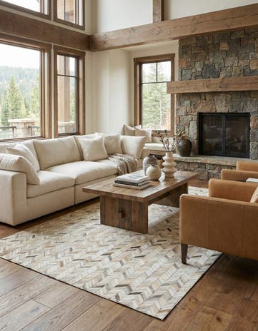 5' x 7' 9 Cowhide Leather Rug
