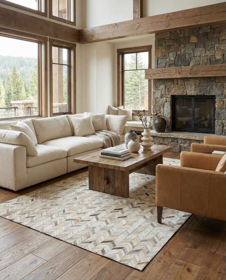 5' x 7' 9 Cowhide Leather Rug