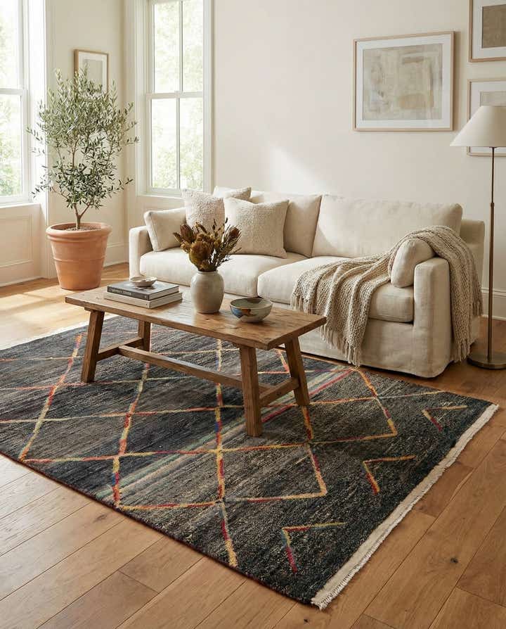 5' 6 x 8' 3 Hand Knotted Moroccan Wool Rug